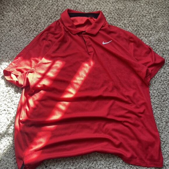 Nike Tiger Woods Collection Golf Polo Shirt Mens XXL Red Dri-Fit Adv Short Sleev - Picture 1 of 9